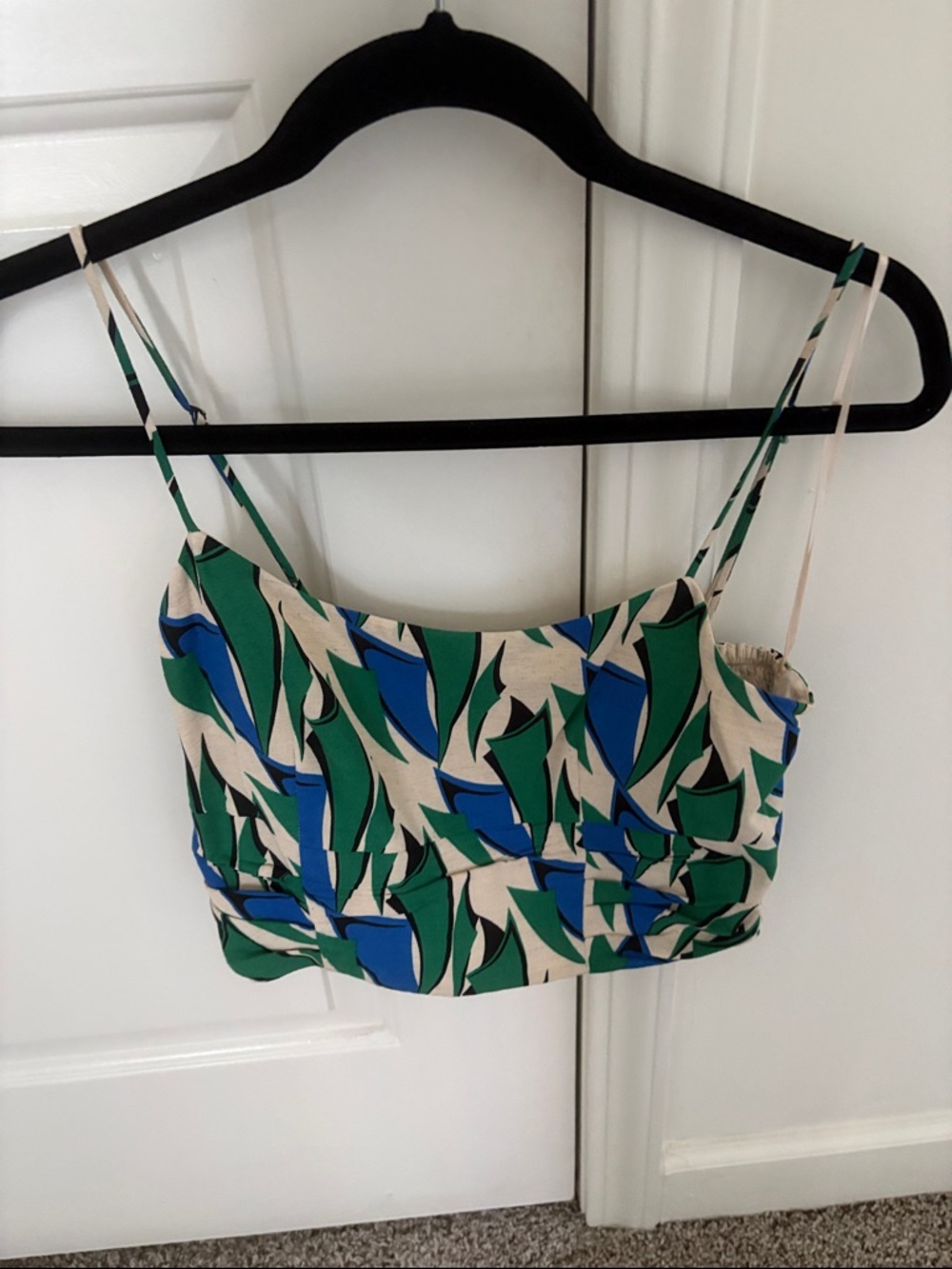 Zara Green & Blue Abstract Print Crop Cami